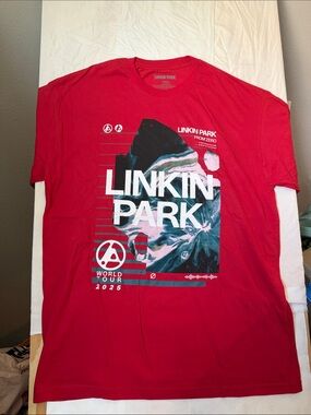 Men’s Red Graphic Tour T‑Shirt- LINKIN PARK